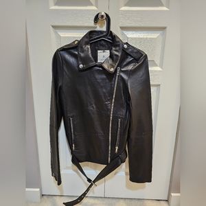 Zara Leather Jacket Black Sz S